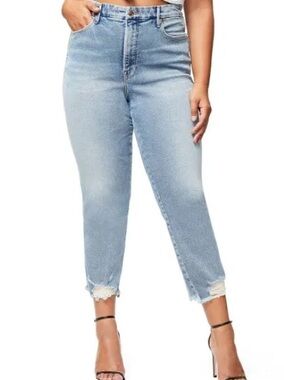 Good American Good Curve Fray Hem High-Waist Crop Jeans Plus size 24